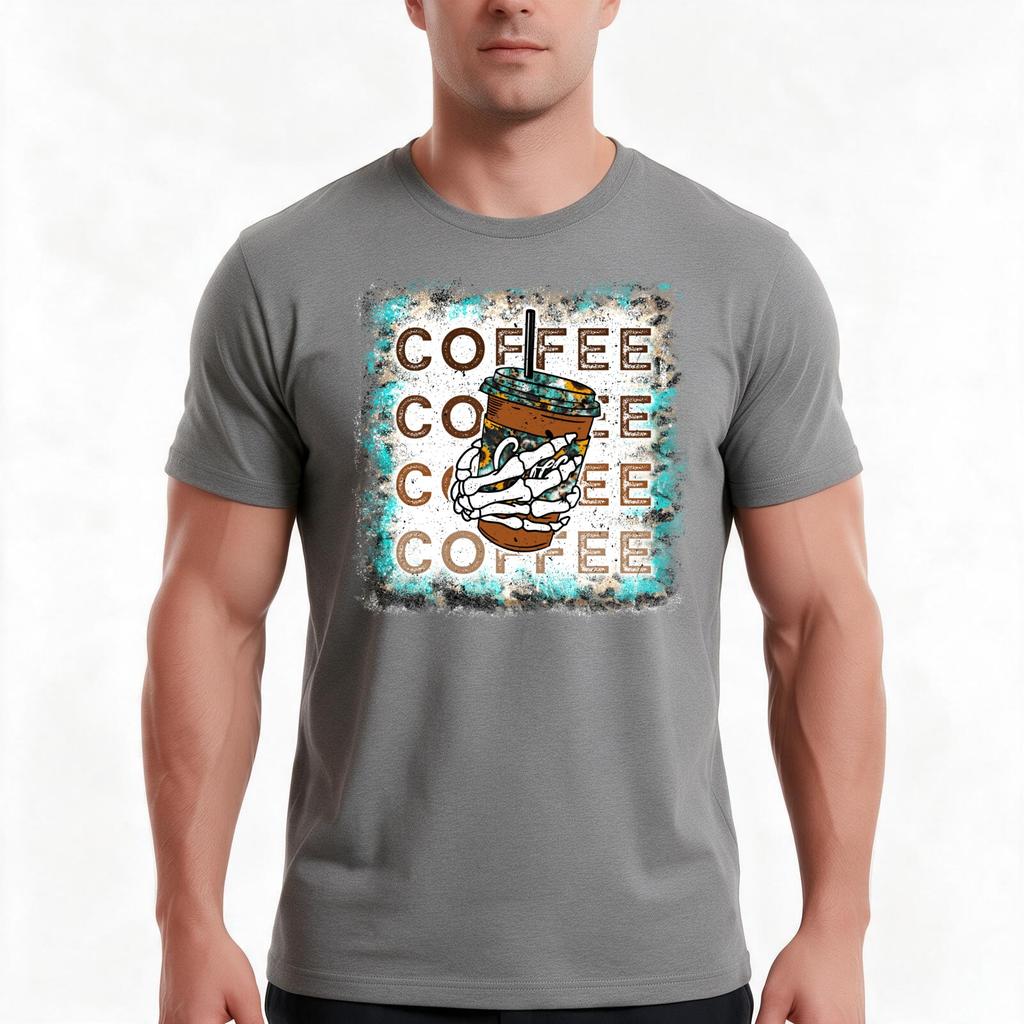 Coffee Skeleton Hand Funny Coffee Lovers Tshirt Summer Casual Cotton Tee Oversized Streetwear Tops Vintage Graphic Print