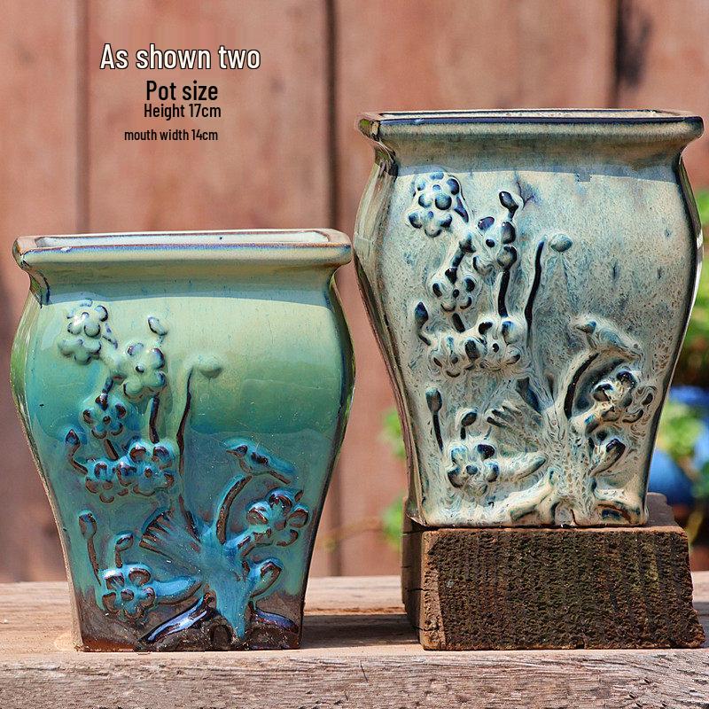 Yixing Handmade Coarse Pottery Large Square Succulent Flower Pot