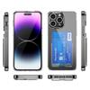 For iPhone 15 Pro Clear Phone Case with 2Pcs Screen Film WANLONFENG CK1 Series Card Holder Cover (Big Lens Hole)