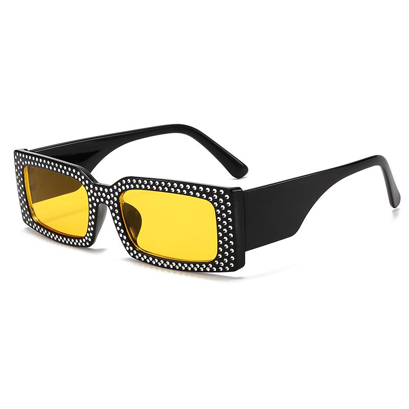 Fashionable Diamond-inlaid Glasses Square Sun Glasses Catwalk Cool Shiny Frame Female Internet Celebrity Hig-h-end Glasses MN5544