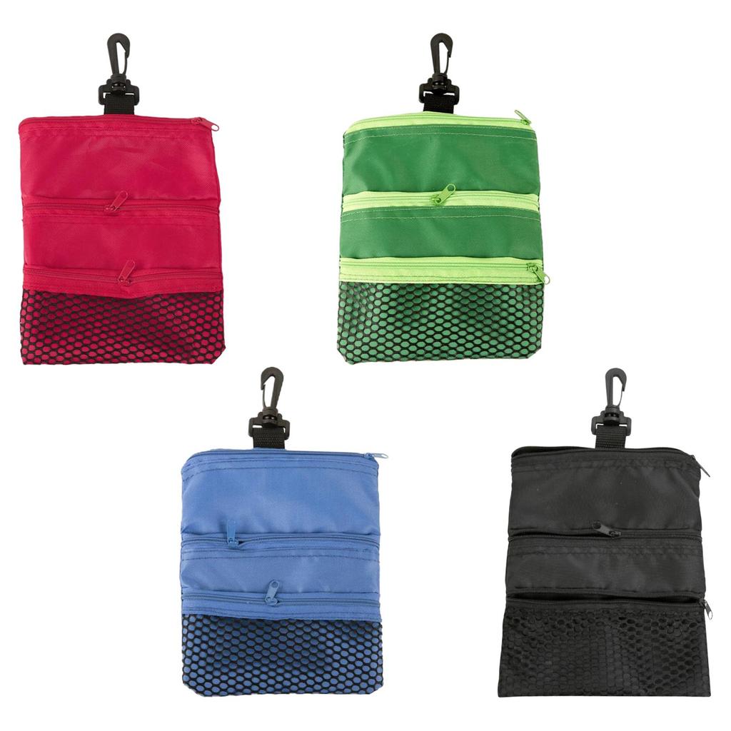 Portable Golf Ball Bag with Hooks Mini Storage Bag Golf Tee Holder with Zipper for Outdoor Sports Golfer Gift Golf Equipment