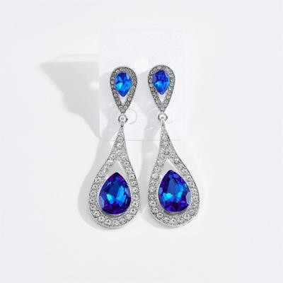 European & American Simple Zircon Luxury Water Drop Crystal Earrings for Women