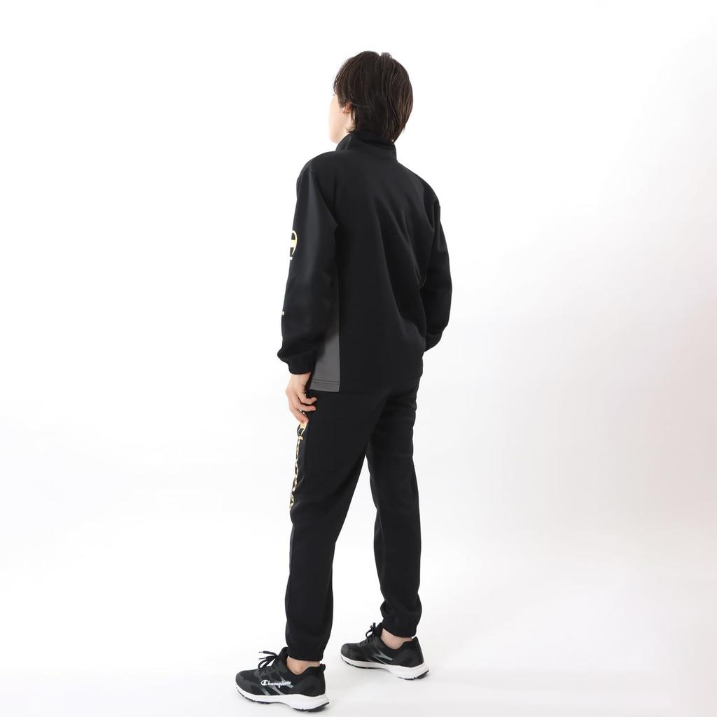 Champion Long Sleeve Jersey Top and Bottom Script Training Basic Size 130 Kids' Set, 2-Piece Set, Quick-Drying, Logo, Suit, Sports, CK-ZSW01, Black,