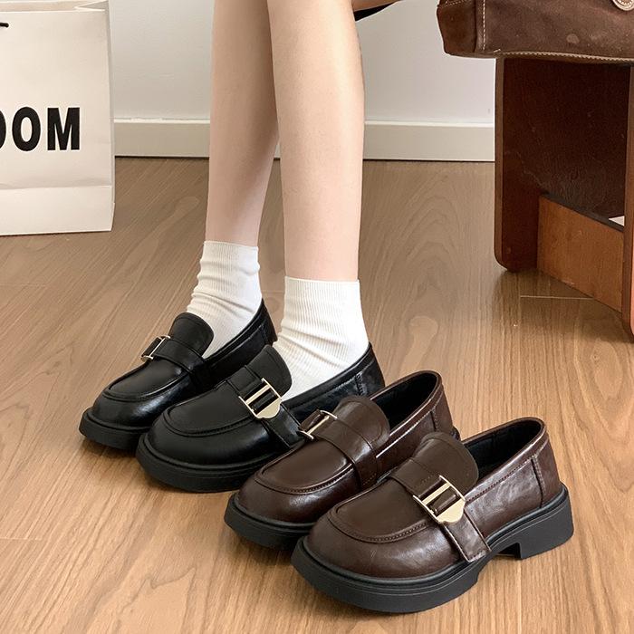 Flat bottom women's British style new autumn casual small leather shoes women's lazy single shoes women
