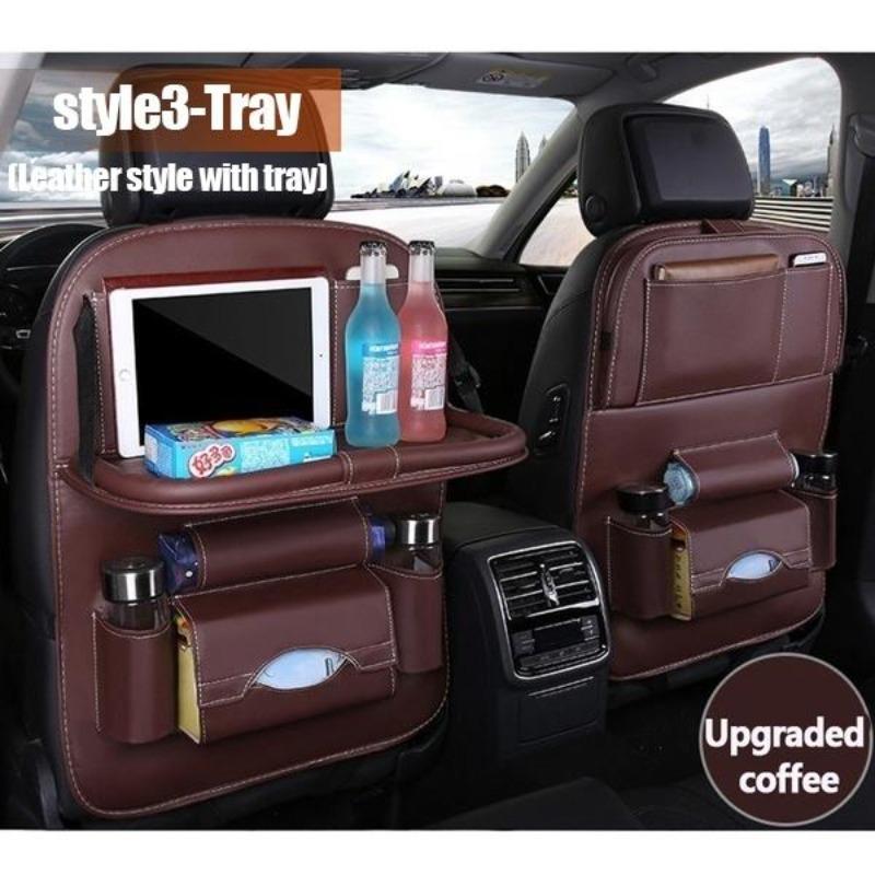 Multi-pocket Car Seat Back Hanging Organizer Bag Universal Auto PU Leather Storage Holder Bag Foldable Shelf