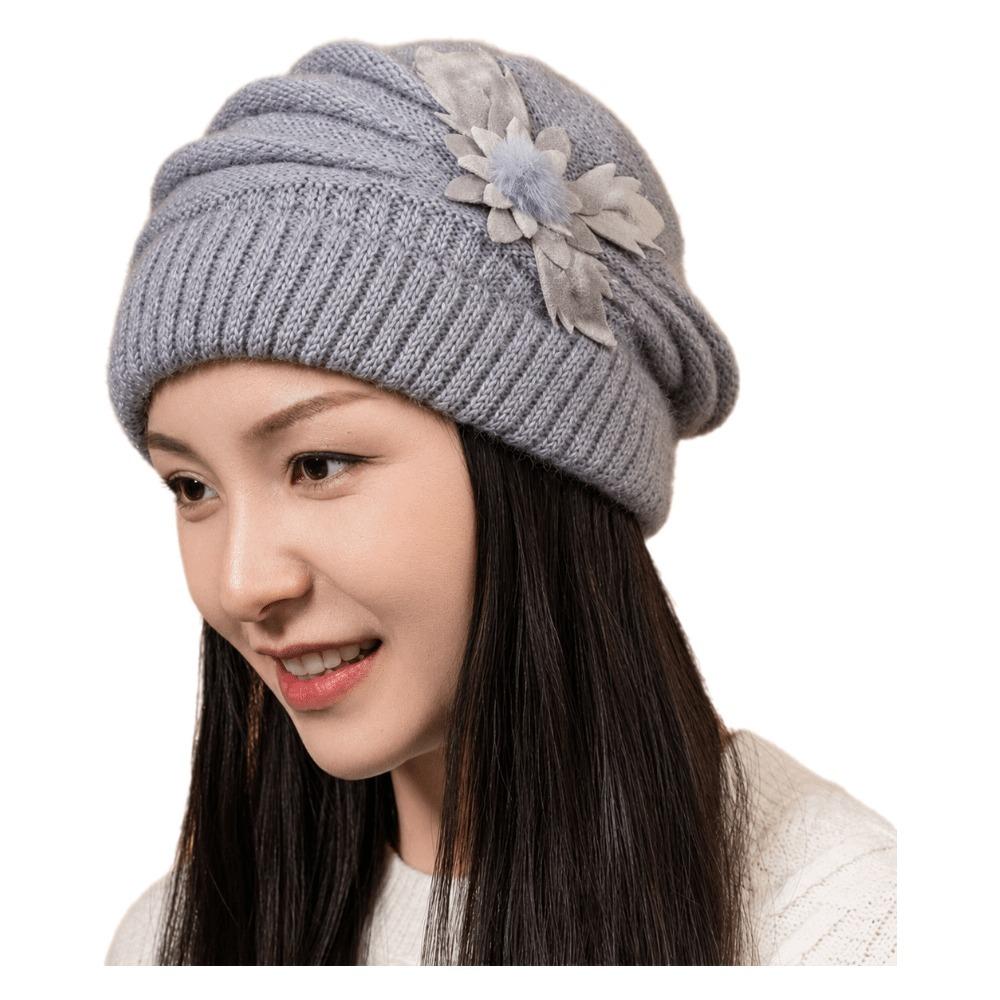 Stretch Women s Knitted Hats Thick Knit Fleece Beanie Fashion Knit Slouchy Beanie Keep Warm