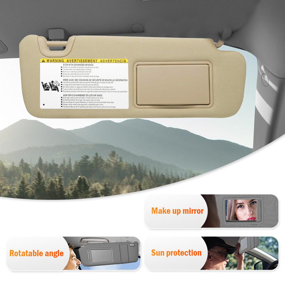 Car Left Right Sun Visor With Mirror Light for Toyota Highlander 2014 2015 2016 2017 2018  Beige/Grey 743100E074A0