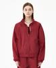 Mozmoz Solid Embroidered Oversized Zip-Up Windbreaker Burgundy