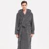 Fall Winter Men's Warm Robe Pajamas Couple Robe Shu Cotton Velvet Jacquard Hooded Thickened Couple Robe Homewear