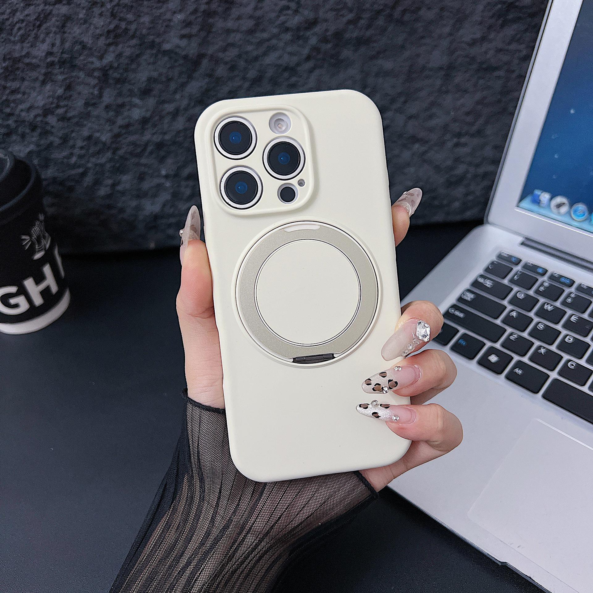 

Чехол из жидкого силикона для iPhone 16 PRO с вращающейся на 360° подставкой и магнитной защитой от падений для Apple 15 13 Pro