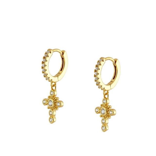 Crmya Yellow Silver Plated Stud Dangle Earrings For Women Cubic Zirconia Hoop Earrings For Women Bohemian Earings Jewelry