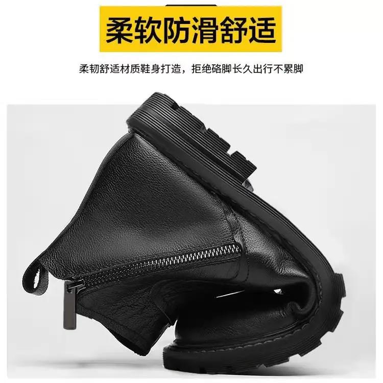 Retro England Leather Boots Casual Shoes Men High Top Shoes Black Fashion Short Boots Work Boots Tenis Masculino Sneakers Men
