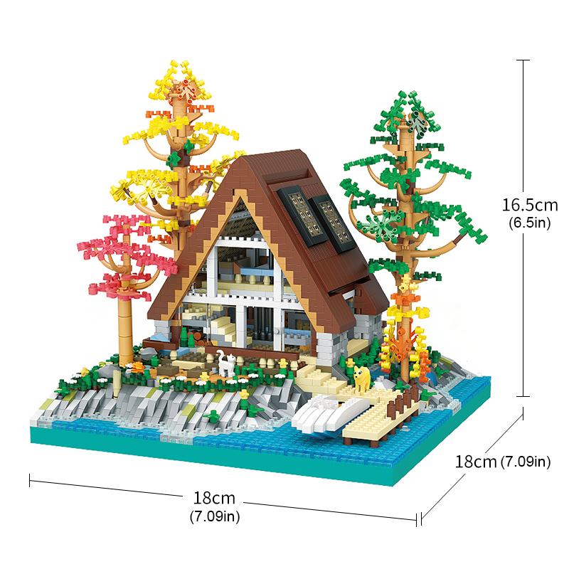 Cabin House Building Blocks Creative Center Log DIY City Model Constructor Micro Assemby Blocks Bricks Toys for Children Gift
