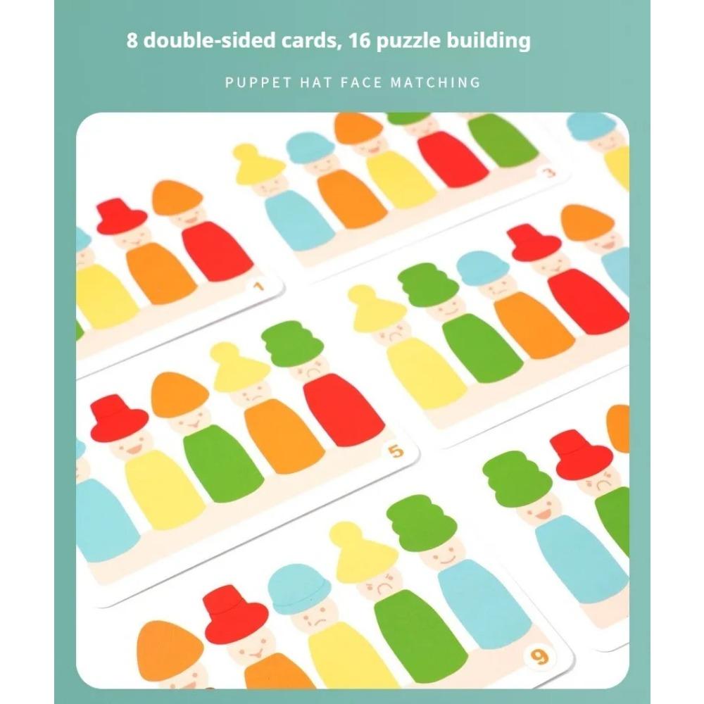 Color Sorting Toys Montessoris Wooden Early Learning Toys Fine Motor Skills Puppet Hat Face Match Creative Stacking Toys for Kid