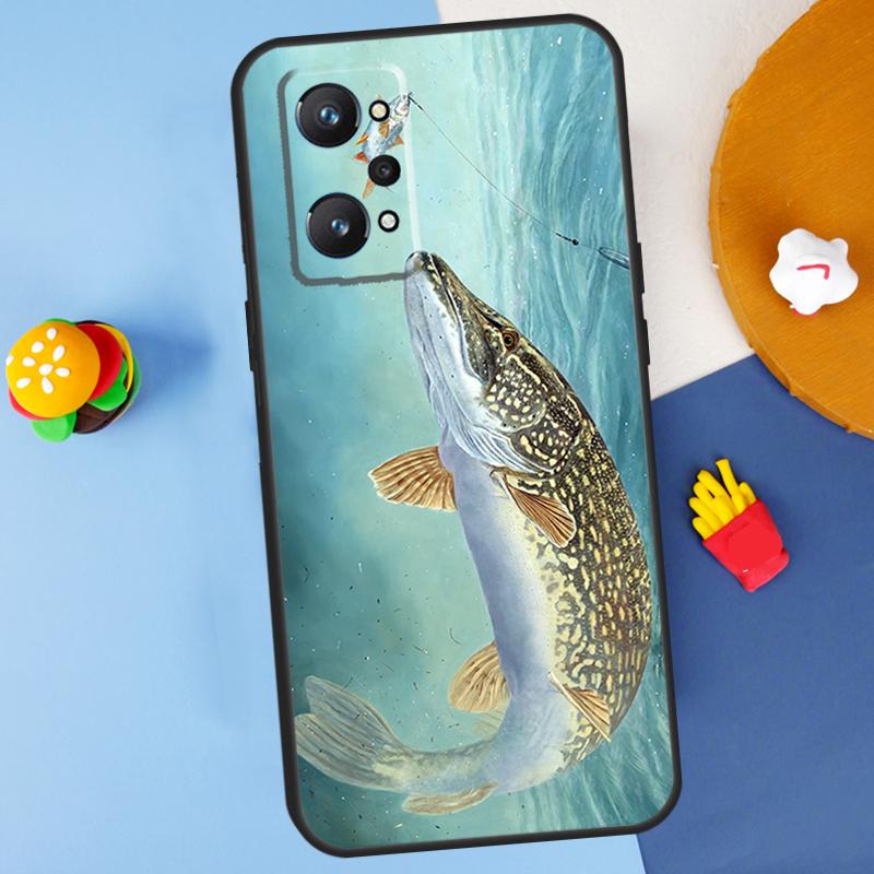 Pike Fish Fishing Lure For Realme C55 C67 C61 C75 C53 C51 C21Y C25S GT 6 6T 5 GT7 Pro 10 11 12 13 14 Pro Plus Case