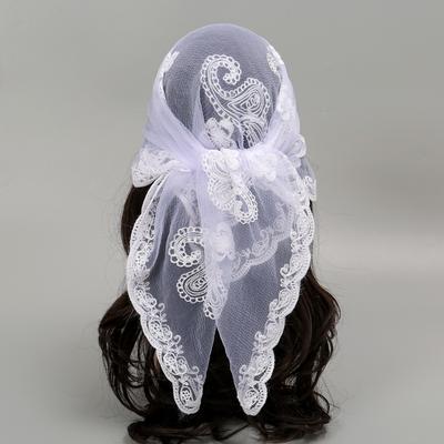Elegantes quadratisches Spitzentuch Stickerei Hohlmuster Foulard Bandana Dünn Vintage Haartuch Stirnband Damen