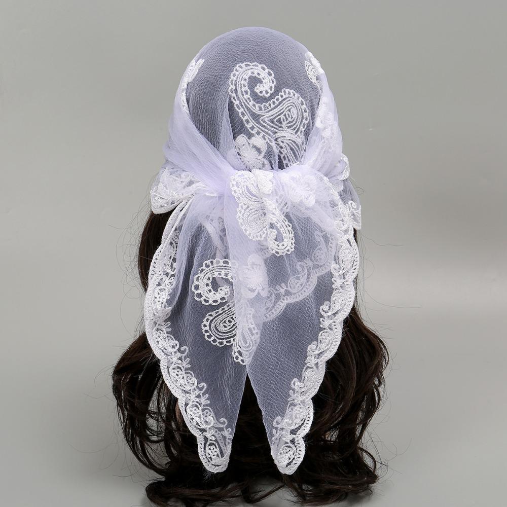 Square Lace Scarf Hollow Out Hair Scarf Headband Elegant Lace Handkerchiefs  Women