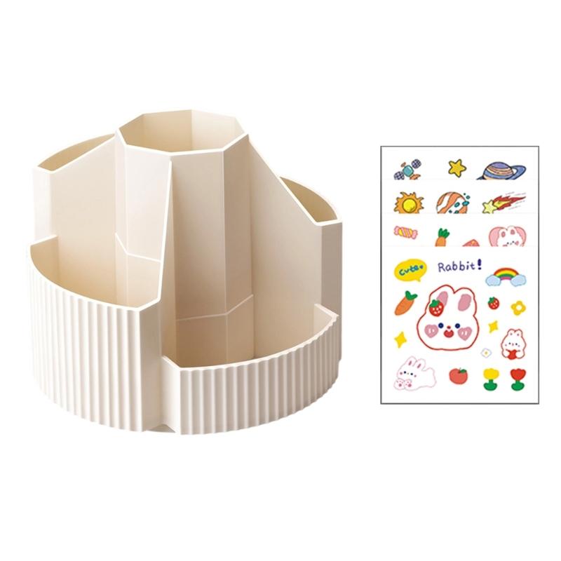 Multifunctional Rotating Desk Organizer Spacious Storage For Pens Scissors School Office Supplies