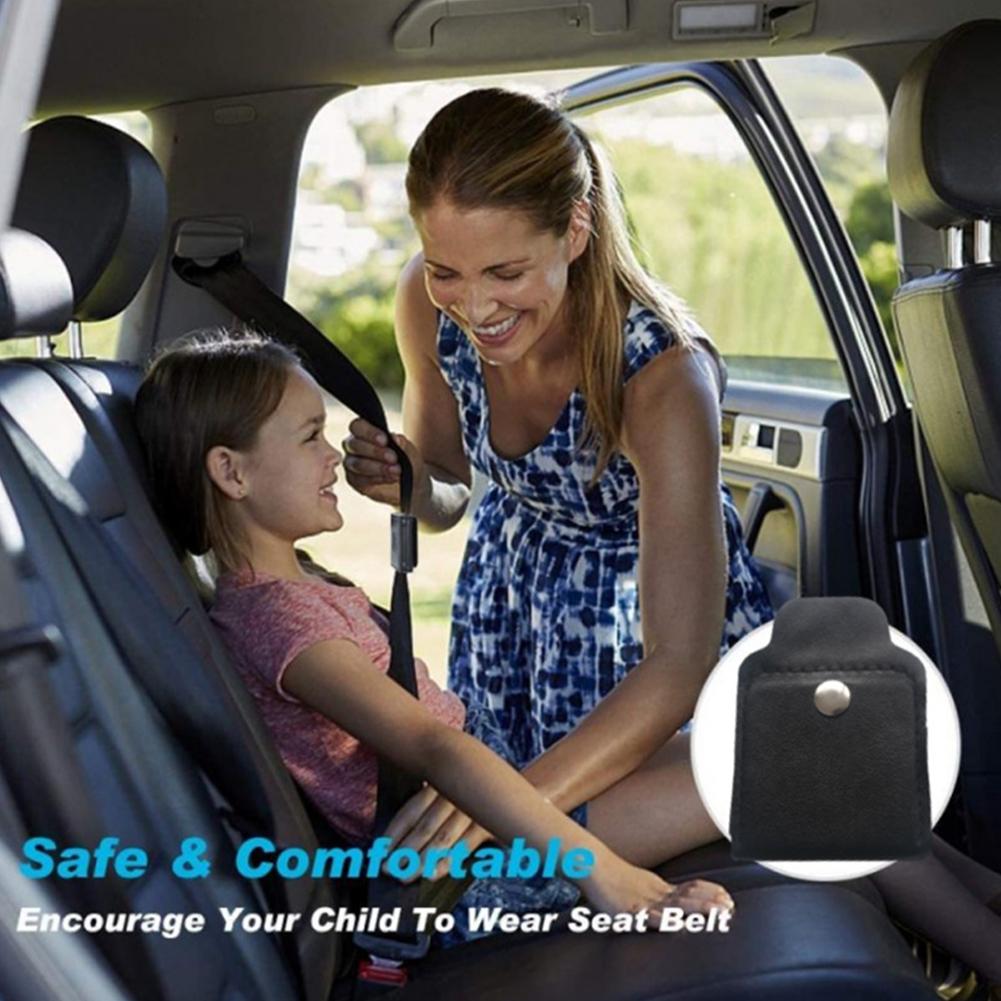 2/4pcs Car Seat Belt Adjuster PU Leather Black Seat Belt Protection Limiter Child Comfortable Clip Anti-stretching Fixed H5E3