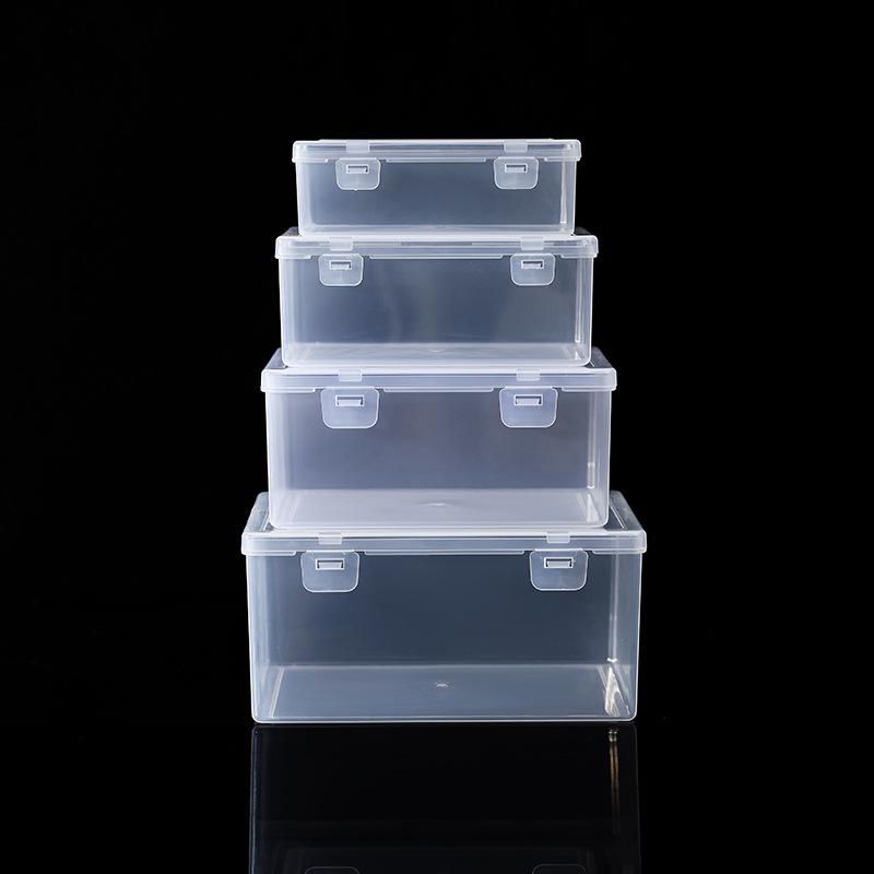 Transparent Rectangular PP Double Buckle Storage Box with Lid for Jewelry, Ornaments, or Tea Sets