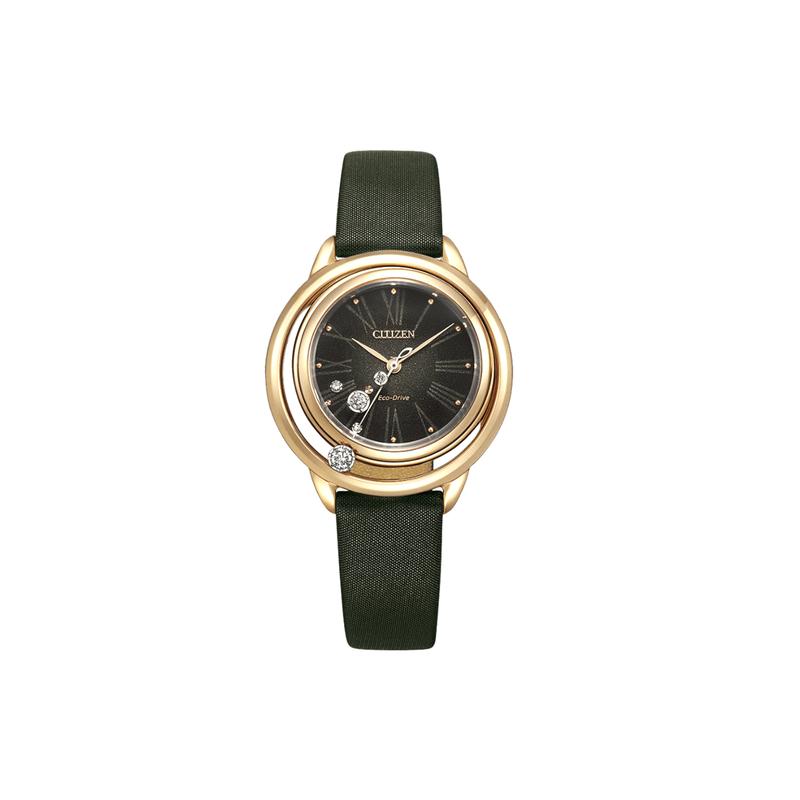 CITIZEN 50m Waterproof Solar Quartz Fabric Strap Women s Watch Black Dial EW5522-46E чёрный