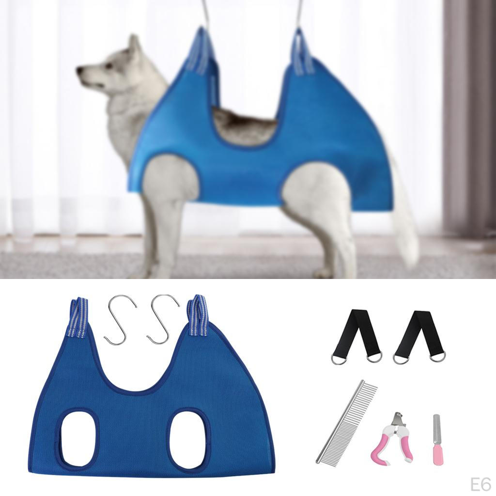Breathable Dog Grooming Hammock Set, W/ Pliers files Restraint Bag ,Harness Helper Trimming