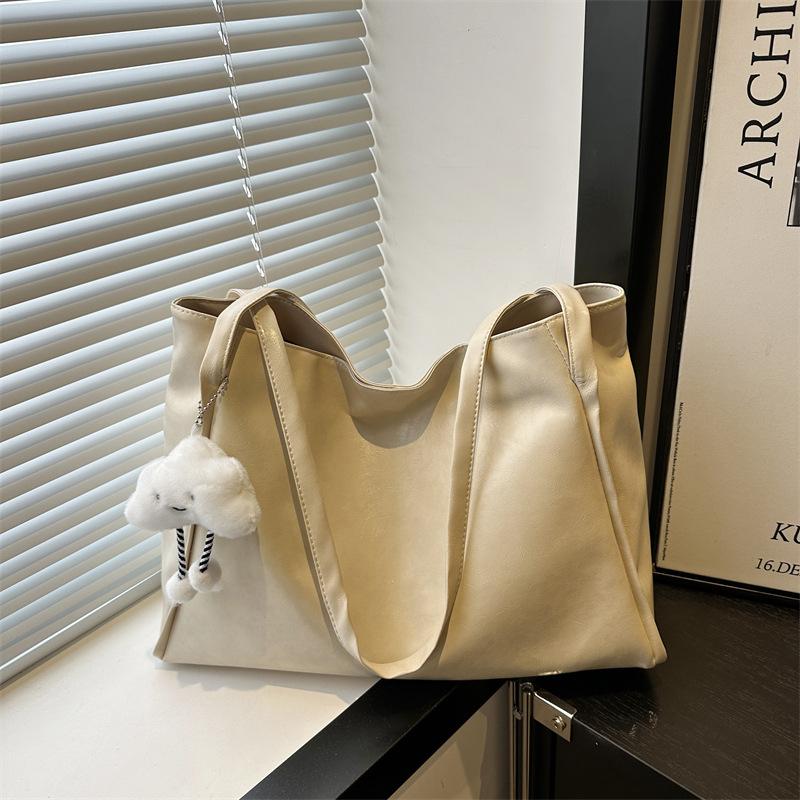 Tote bag large capacity summer new solid color casual simple versatile portable shoulder armpit bag commuter bag