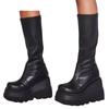 Martin boots autumn and winter new large size wedge heel high women's boots thick-soled rear zipper knight boots