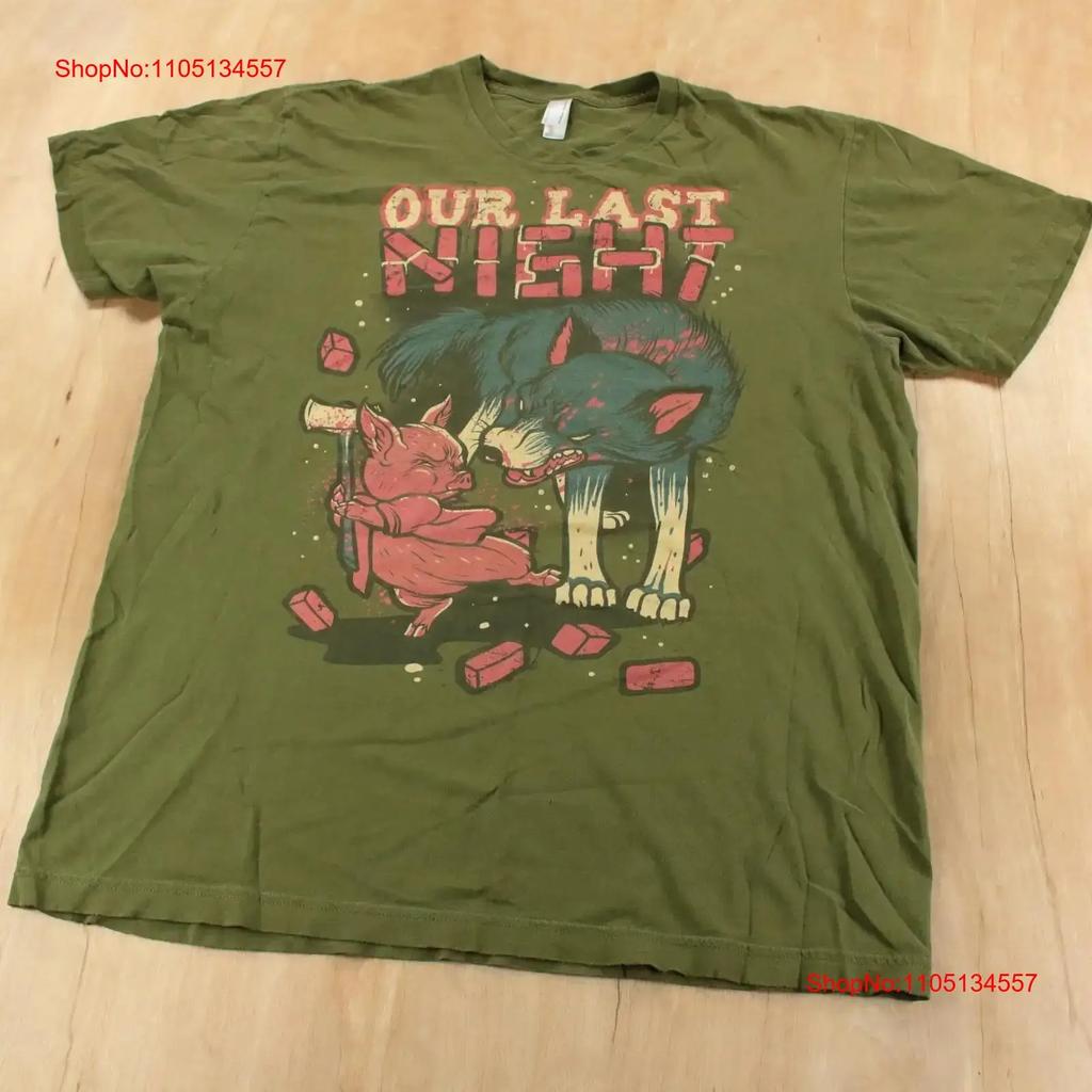 Our Last Night Pig Wolf T Shirt LARGE Vtg Yk Metalcore Post Hardcore Band Tee Vintage Washed Streetwear Casual Slightly