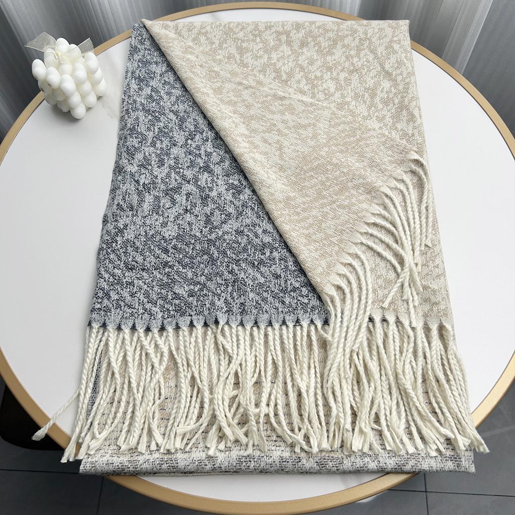 Imitation Cashmere Autumn and Winter Scarf High End Autumn and Winter New Style Lotus Warm Shawl and Long Scarf with A Sense of Atmosphere