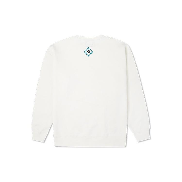 Men's Converse New Year Series Chest Pocket Fleece Lined Round Neck Pullover Milk White 10024156-A01