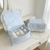 Rectangular Cotton Quilted Storage Basket Lace Edge Storage Container Cosmetic Storage