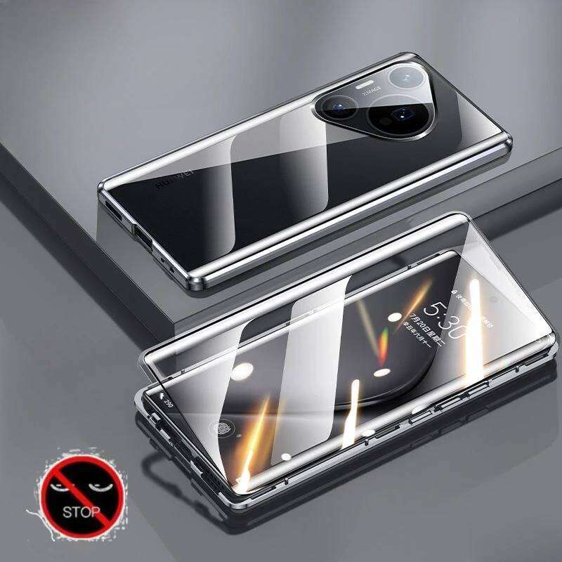 

Магнітний чохол-книжка 360° для захисту конфіденційності від підглядання для Huawei P80 P70 Pro/ Pro+ Ultra з кришкою-протектором об єктива камери із загартованого скла, бампери для телефону Huawei P70 Pro чорний