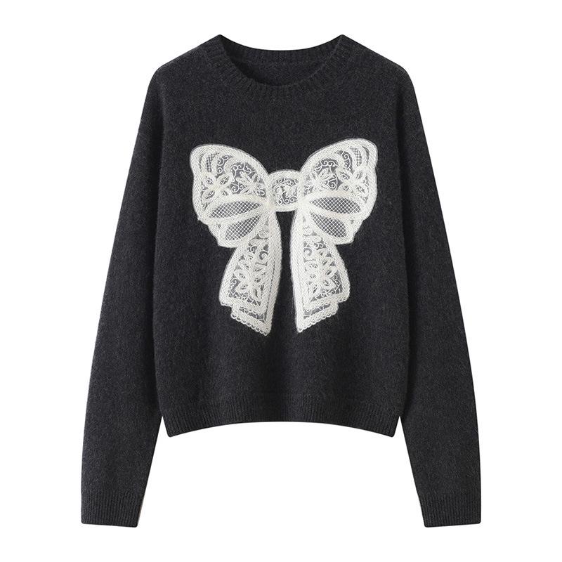 Lekasha Women's Cashmere Lace Knit Sweater - New Autumn/Winter Loose Thick Top