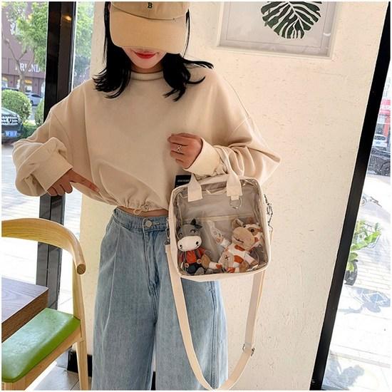 Geomong Idol Doll Ita Bag PVC průhledná mini taška přes rameno průhledná taška Obits Deco Bag, světle béžová, 1 kus