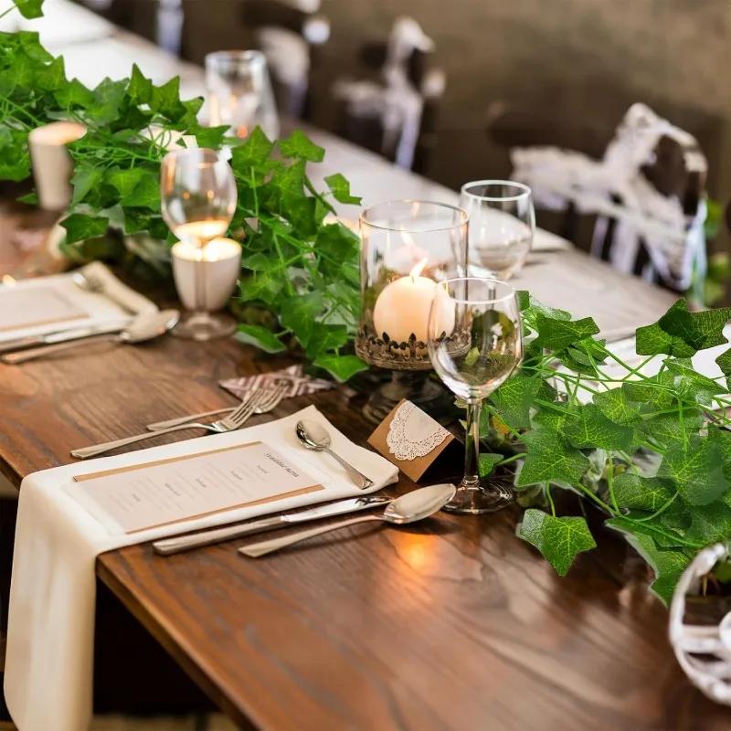 60/30/20/10/2M Artificial Plant Green Ivy Leaf Garland Fake Plant Creeper Hanging Vines Outdoor DIY Garden Wedding Party Decor