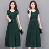 Wide Width Maxi Dress for Women - Short Sleeve, Knee Length A-Line Dress with Waist Belt