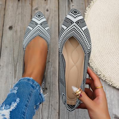 Damenschuhe Flache spitze Strickschuhe für Frühling und Sommer