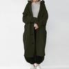 Winter Women Long Sleeve Trench Coat Ankle Length Hooded Single Breasted Thick Pockets Solid Color Irregular Hem Casual Outdoor Jacket