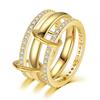 3pcs/set Stackable Rings For Women Men Stainless Steel Gold Color CZ Zircon Hip Hop Designer Style Fashion Zircon Wholesale