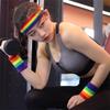 Frauen Männer Buntes Regenbogen Stirnband Handgelenkwickel Sportzubehör Yoga Laufen Breit Elastisch Weich Stirnband Lässige Kopfbedeckung