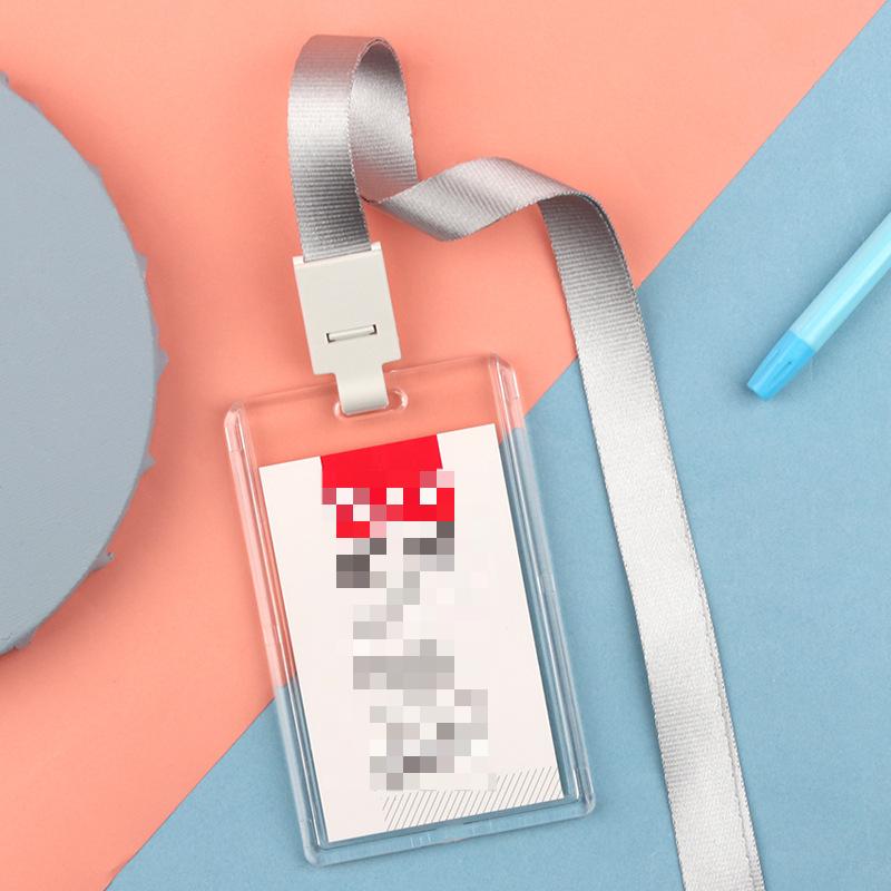 Fashion Acrylic Transparent Bus Cards Sleeve Employee Work Card Holder with Lanyard Work Card Cover Women Men Credit Card Holder