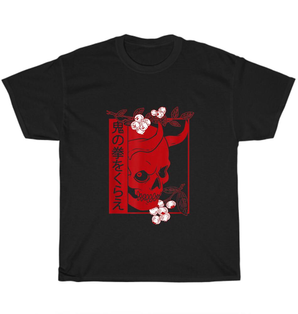 Japanese Demon Art Face Skull Devil Oni Harajuku Aesthetic T-Shirt Unisex Gift