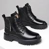Winter Thick Soled Men's Boots Outdoor Waterproof Laceup Genuine Leather Boots Male Comfortable Warm Leather Shoes