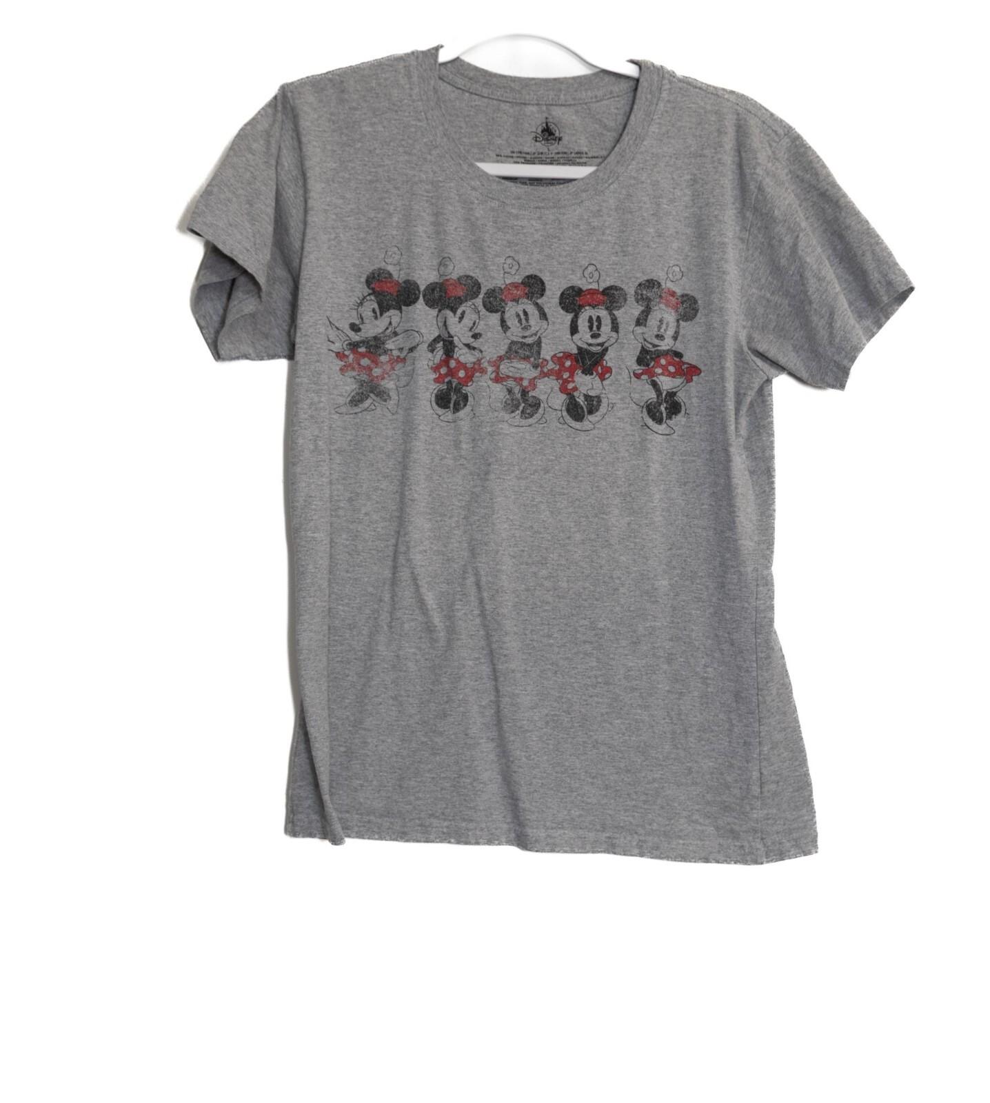 Disney Minnie Mouse size L Evolution Print Womens Gray T-Shirt Featuring Short XL