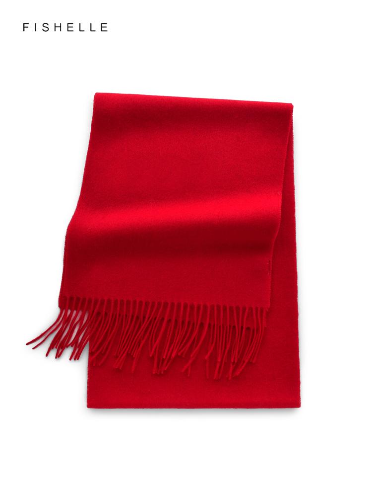 Red Claret Pure 100% Wool Scarf for Women's Thin Warm Shawl Winter Solid Color Wine Red Men Scarves New Year's Gift