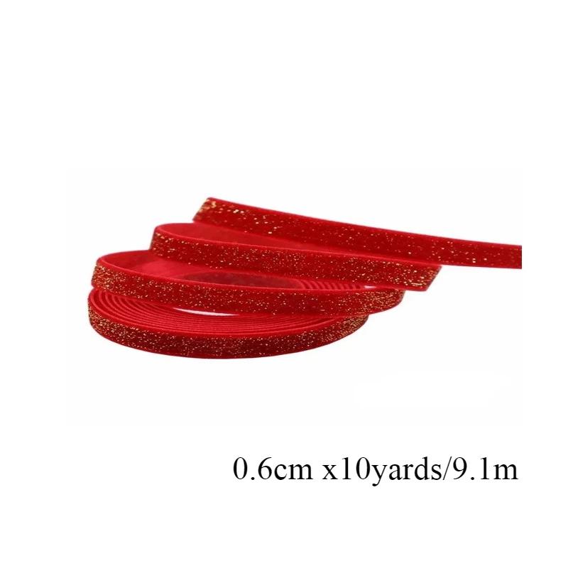 6-38mm Red Dark Green Velvet Ribbon Artificial Home Room Decor Christmas Tree Pendant Gift Packaging Bow DIY Party Decoration