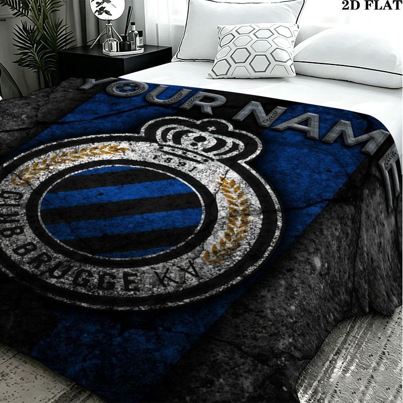 1PC Club Brugge KV Custom Name Patterned Flannel Blanket Suitable For All Seasons for Home Decor Warmth and Comfort Gifts Holiday Present