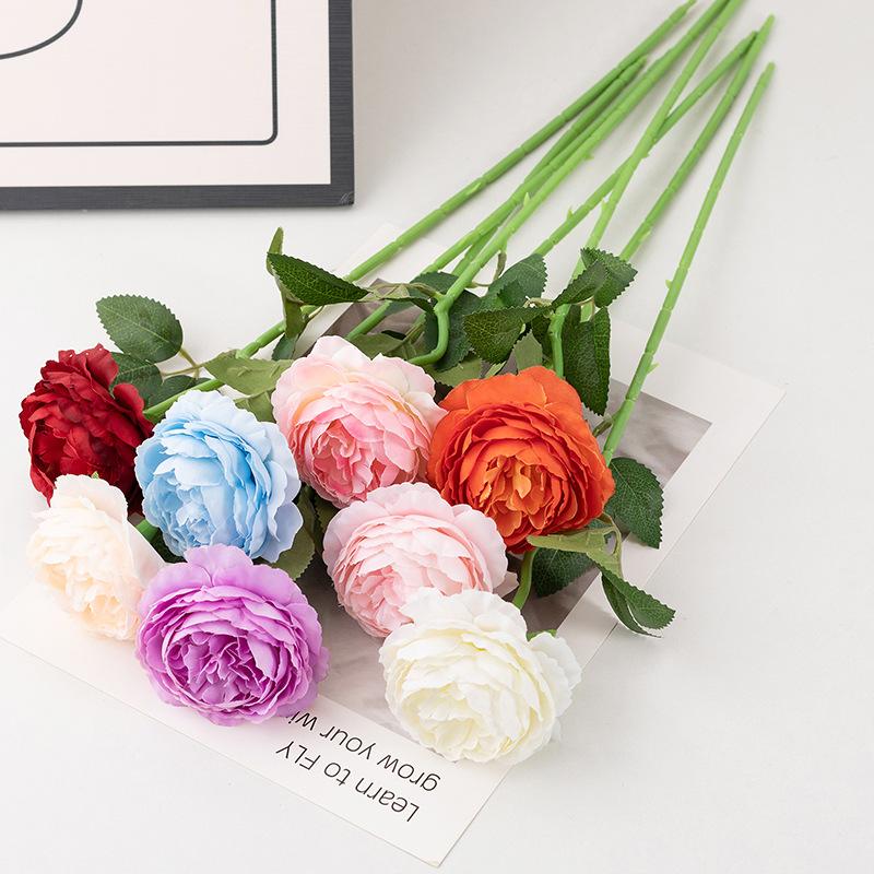 48cm Real Touch Peony Artificial Flowers Branches Rose Decor For Home Vase Wedding Christmas Valentine's Gift Fake Flower