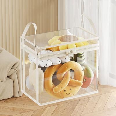 Transparent Visible Doll Storage Bag With Zipper Handle Large Capacity Organizer Box Stackable Dustproof Clear Storage Case Toy